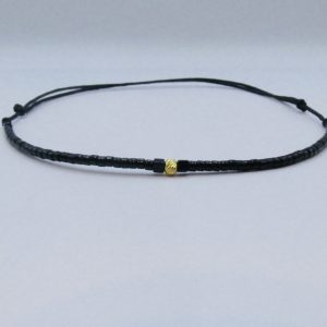 Brățară de picior cu mărgele Miyuki și bilă din argint 925 placată cu aur - imagine 1