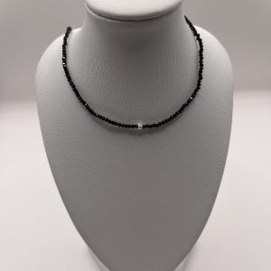 Colier cu Pietre semipretioase Negre și Bila din Argint 925 - imagine 1