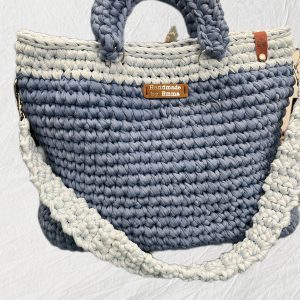 Geanta crosetata manual bleu - imagine 1